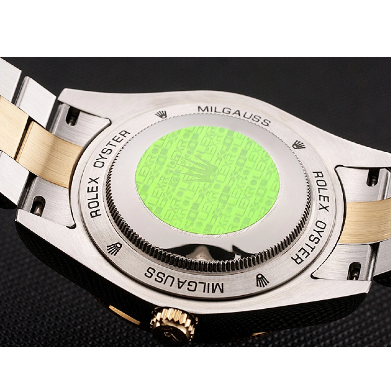 Rolex aaa copy Tone Bracelet Rolex Day-Date Two Black And 1454105 Swiss Dial Rubies Diamonds 1026